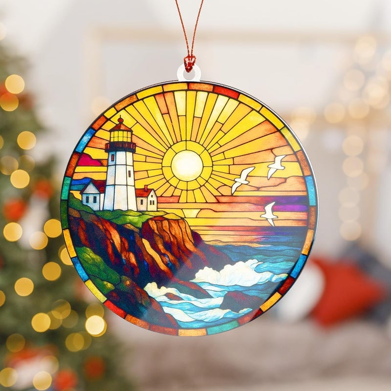 NELXI Lighhouse ONM, Lighthouse Ornaments for Christmas Tree, Christmas Ornaments 2025, Acrylic Lighthouse Decor for Office, Room, Home, Holiday Present Ideas, Ideas for Men and Women - Image 5